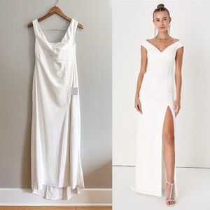 White Off-The-Shoulder Twist-Front Maxi Dress XL